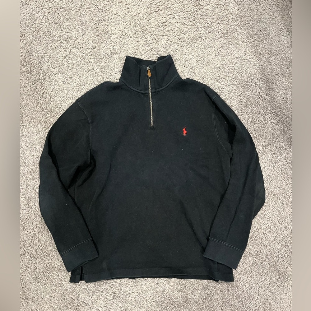 Polo Ralph Lauren Quarter Zip Pullover Mens Large Pony Logo Preppy Sweater.